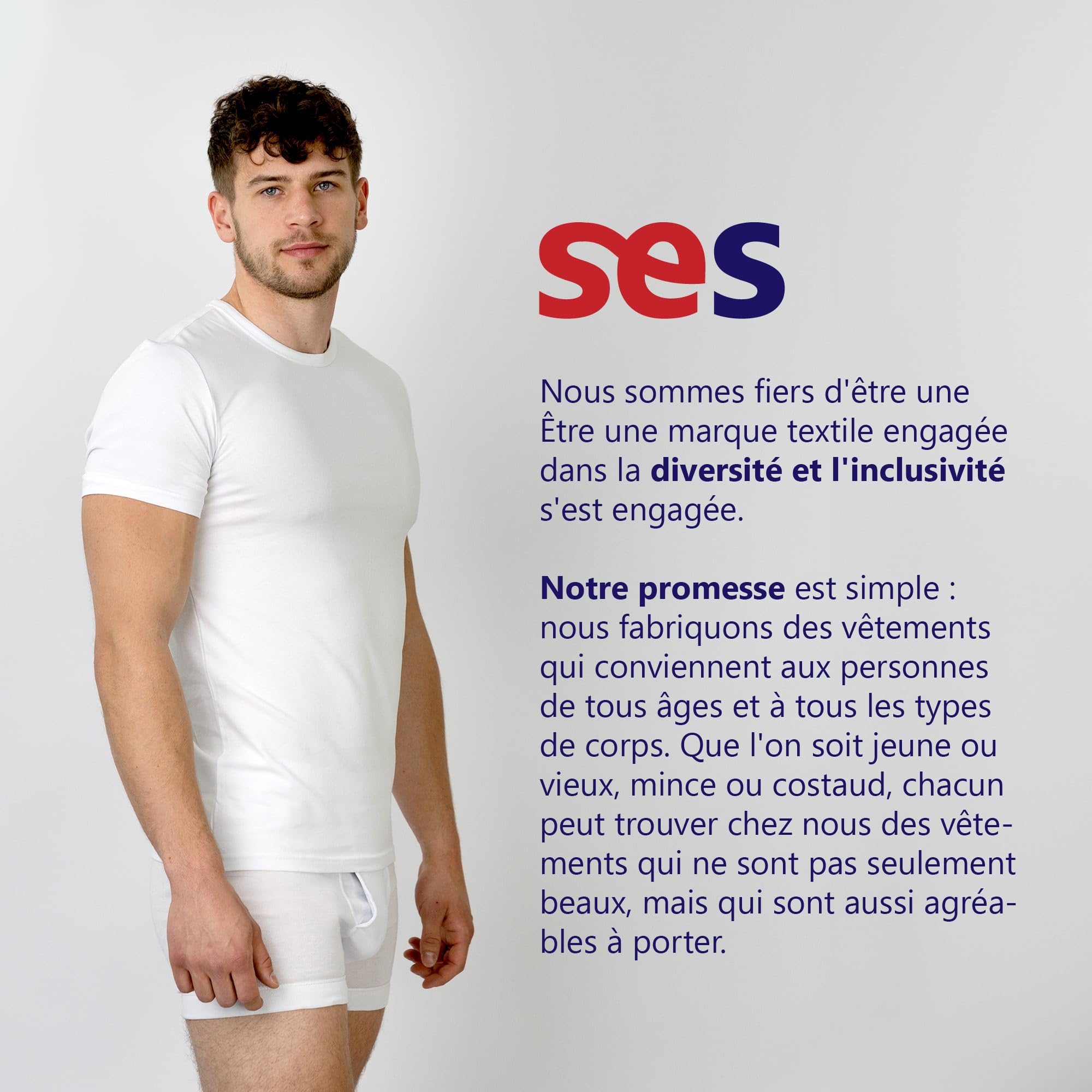 SES Lot de 2 maillots de corps pour homme avec col rond S - XXL / T-shirt basique pour homme en 95 % coton et 5 % élasthanne - T-shirt moulant pour homme et business - Blanc à manches courtes