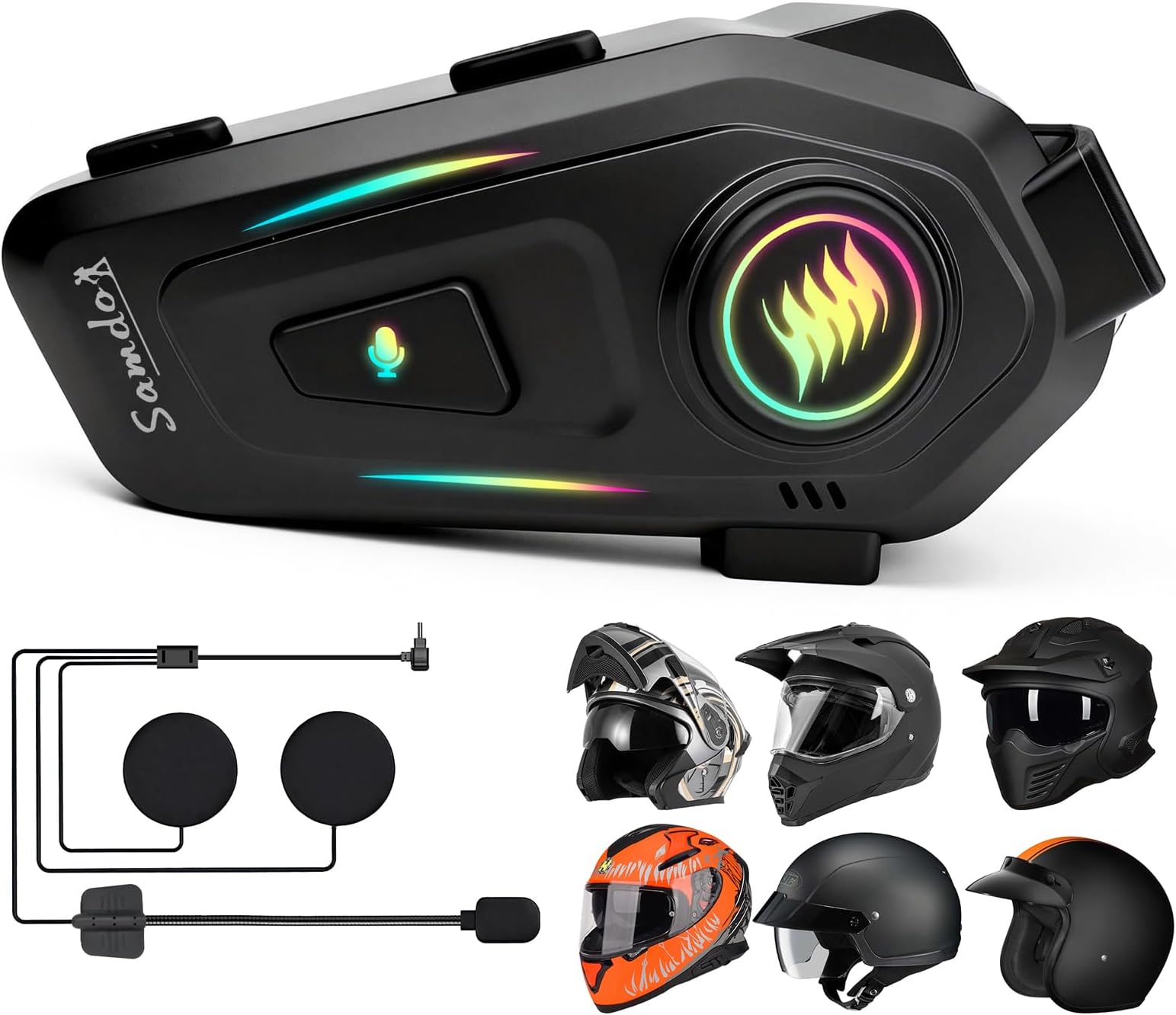 - SAMDO K50 Motorcycle Helmet Bluetooth Headset V5.3, Outdoor Wireless Bluetooth Helmet Speakers with Automatic Answer Music Control IPX6 for Cycling/Skiing/Riding