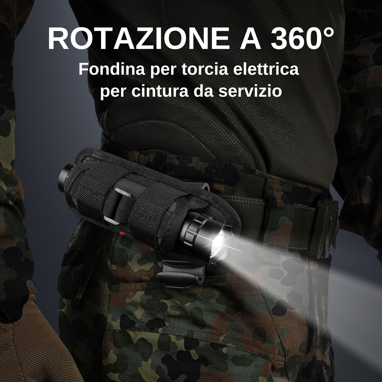 UltraFire Torcia Tattica Law Enforcement con Fondina per Cintura di Servizio, 1000 Lumen WF-501 - 3 Modalità di Sicurezza, Ricaricabile