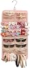 Ethereal Hanging Claw Clip Organizer for WomenGirls, Pink Hair Bows Holder with Hanger Metal Hooks, Hair Accessories Organizer for Sunglasses, Hair Clip, Scrunchies Only Bag
