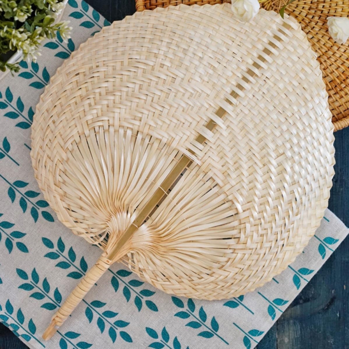 2pcs Handmade Woven Paddle Fan for Party Wall Decoration