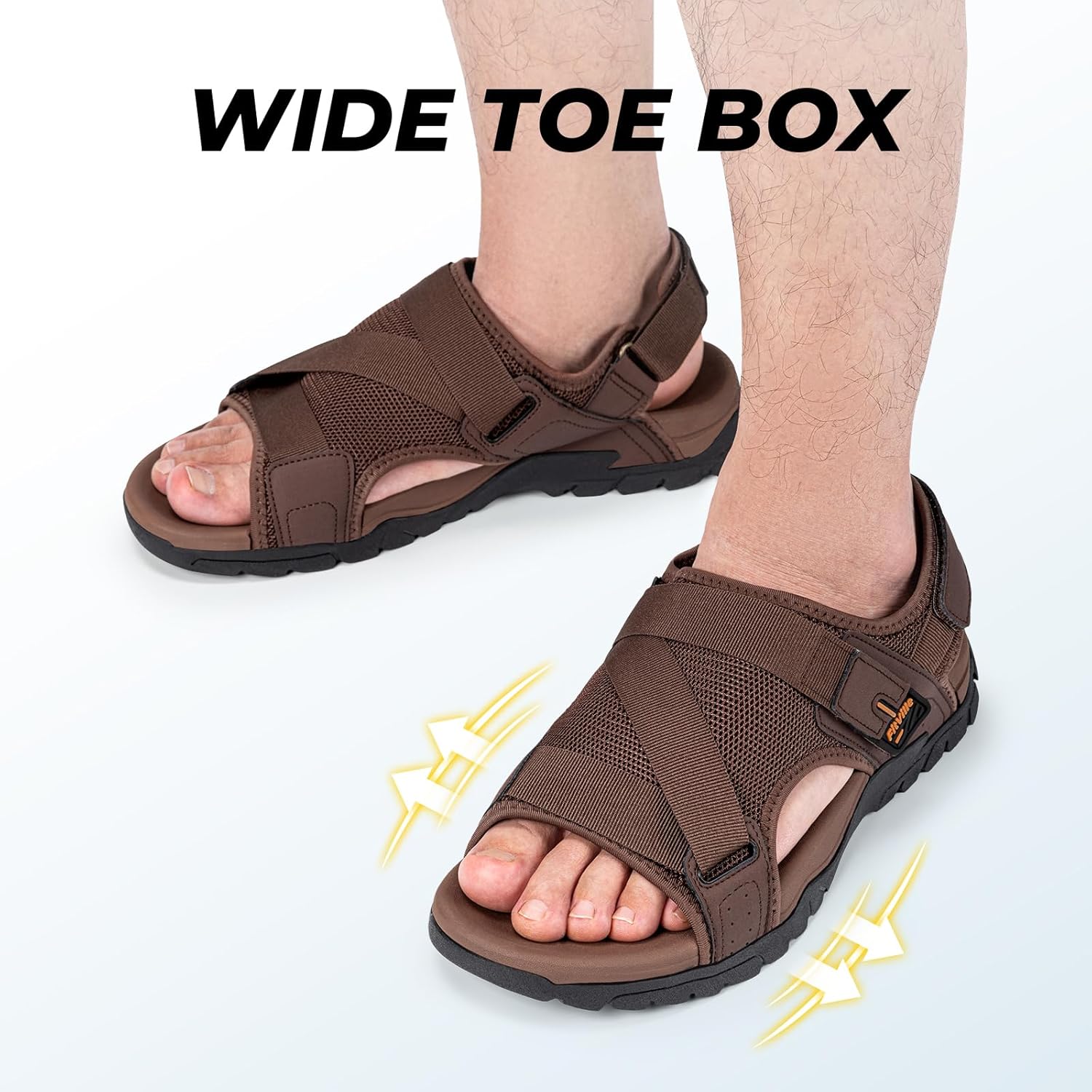 FitVille Wide Sandals for Men Comfortable Orthopedic Athletic Sandals with Arch Support Lightweight Breathable Hiking Sandals for Outdoor Beach Travel