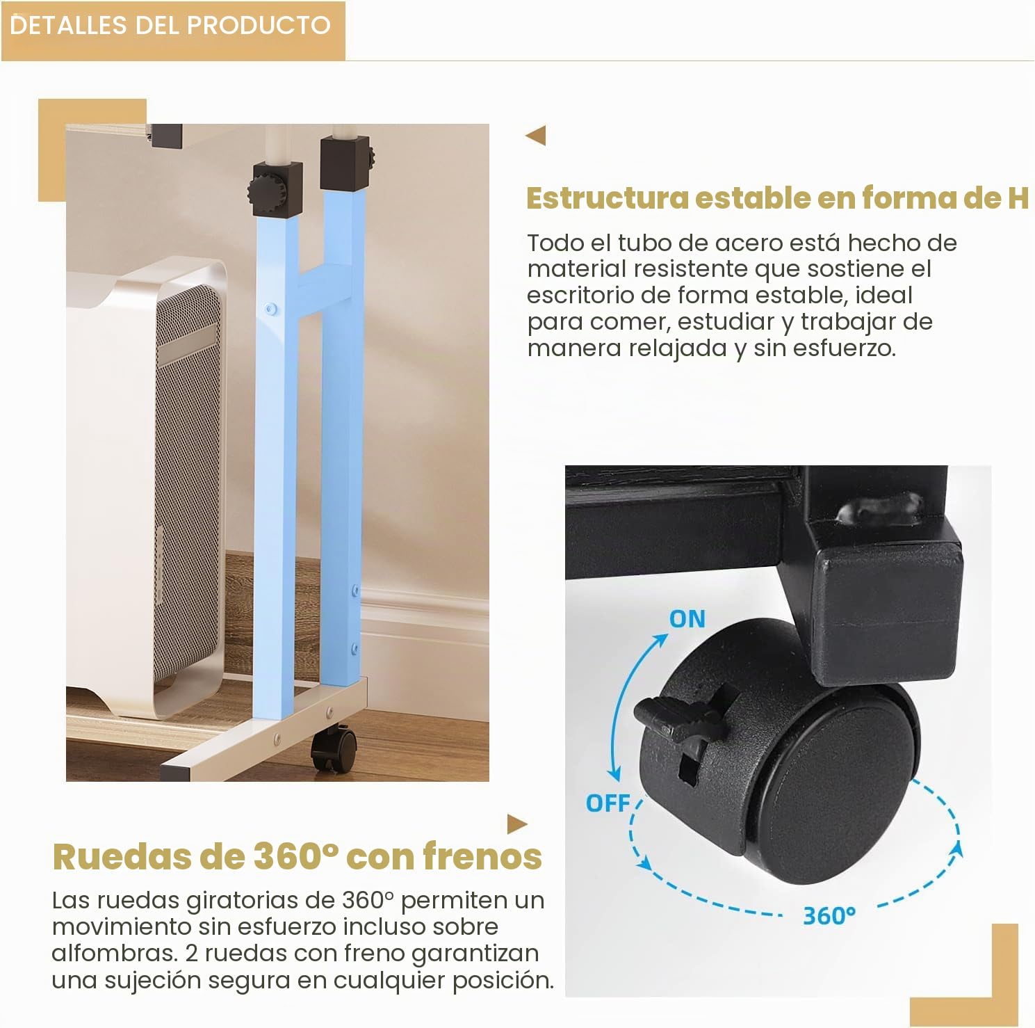 Dripex Escritorio de Altura Ajustable, Mesa de Ordenador con Ruedas, Escritorio pequeño sobre Ruedas, Mesa para portátil Que Ahorra Espacio, con Bandeja extraíble para Teclado y estantería, Mesa