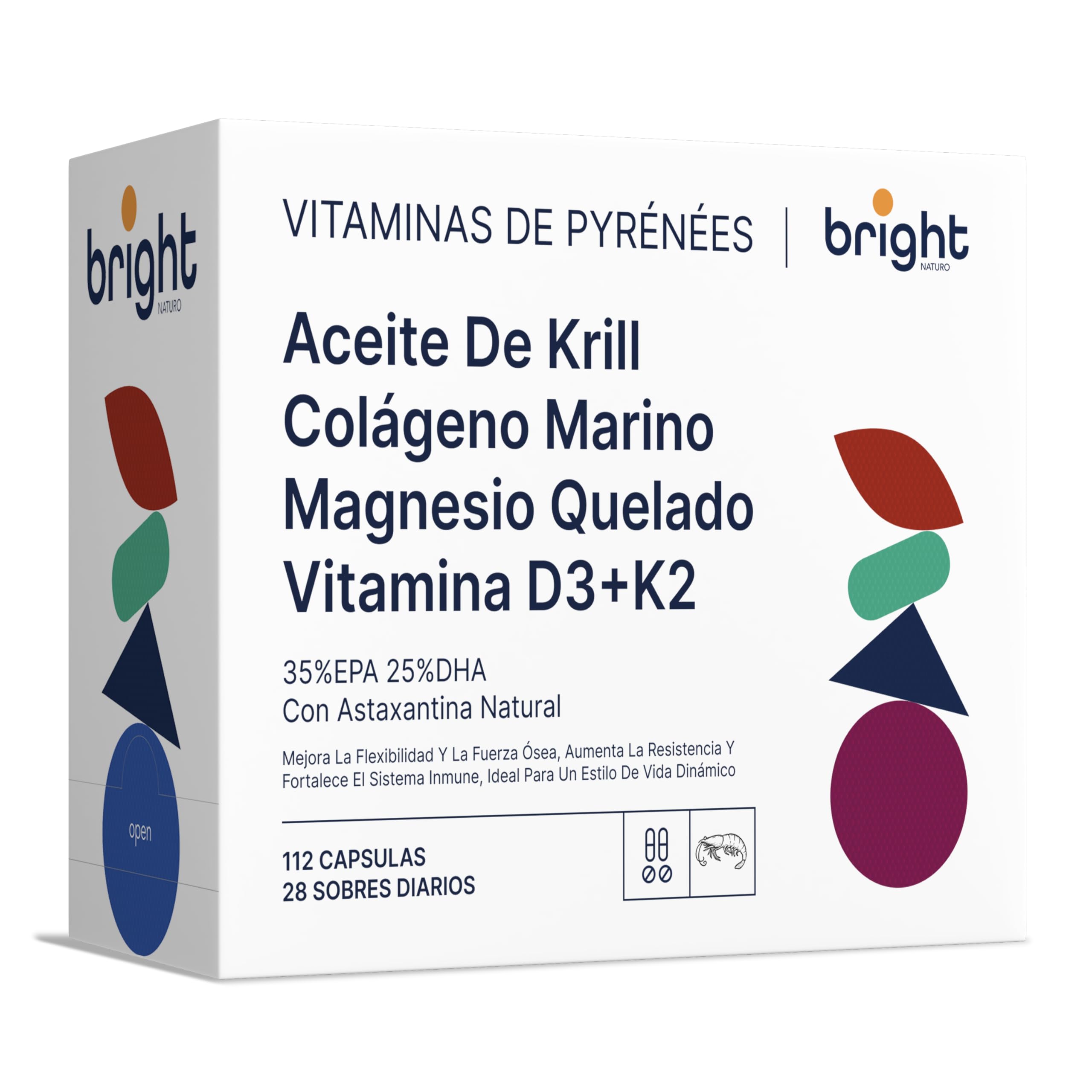 Gestión de la Longevidad | Vitamina D3 y K2 4000 UI + Magnesio Omega 3 Krill Colágeno - Sin OMG | Poderosa sinergia de vitaminas y minerales l 28 Dosis Diarios