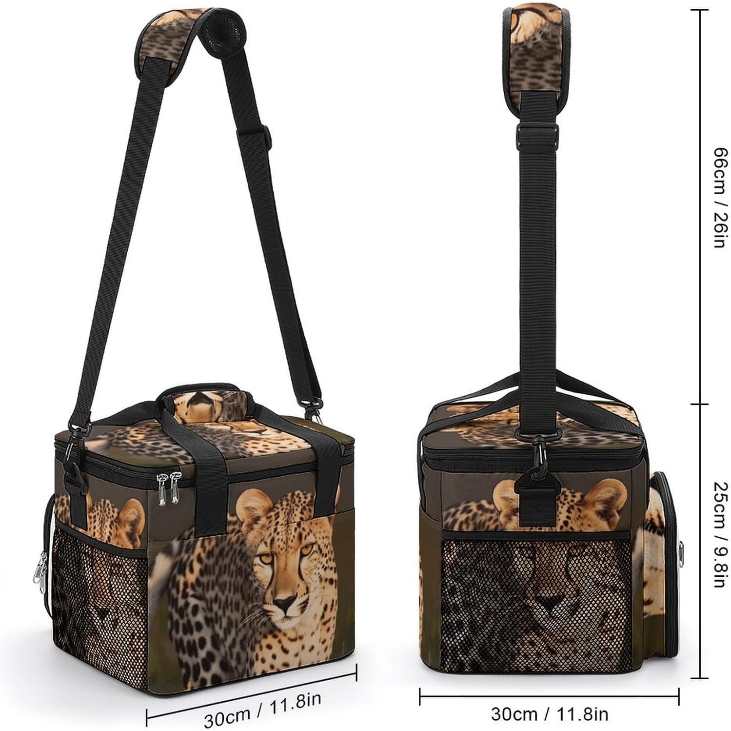 Camping Ice Pack, Wild Cheetah Print Cooler Bag, 22.5L Large Capacity Insulated Lunch Tote Bag for Outdoor, Picnic, BBQ, Travel, Work