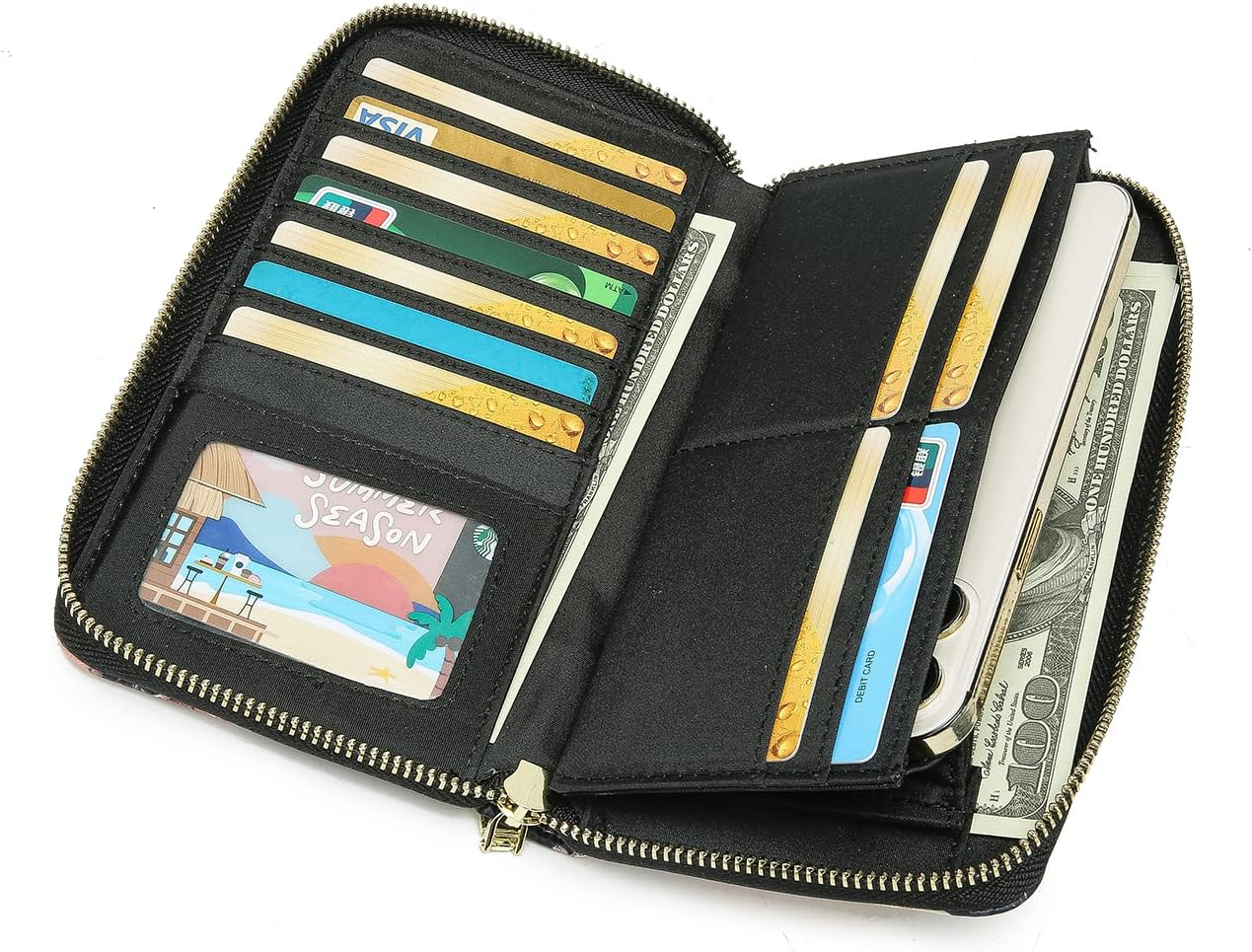 Women Wallet Card RFID For Womens Holder Blocking Credit Small Zipper Purse Pocket Bifold Slim Coin ID Ladies Wristlet Clutch Large Capacity Window Case Travel Zip Women's - Image 2
