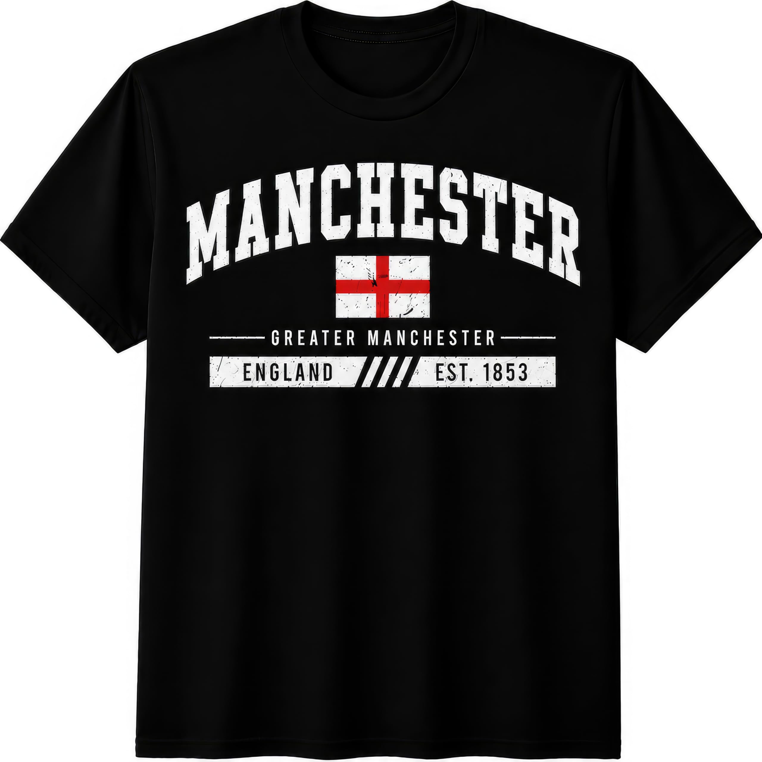 Manchester Greater Manchester England Est 1853 Vintage Graphic T Shirt Kids Womens Mens T Shirt XXXXXL Black