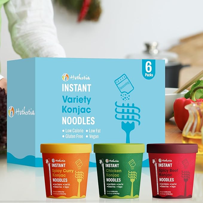 Fideos Konjac Hethstia, Pack de 6, Variedad de Sabor Pho (Pollo, Curry Picante, Carne Picante) miniatura 7