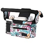Momcozy Universal Stroller Organizer, 2 Insulated Cup Holders, Removable Zip Pocket, Adjustable Straps, Large Capacity Baby Essentials Compact Design, Fits Any Stroller (Multicolor)