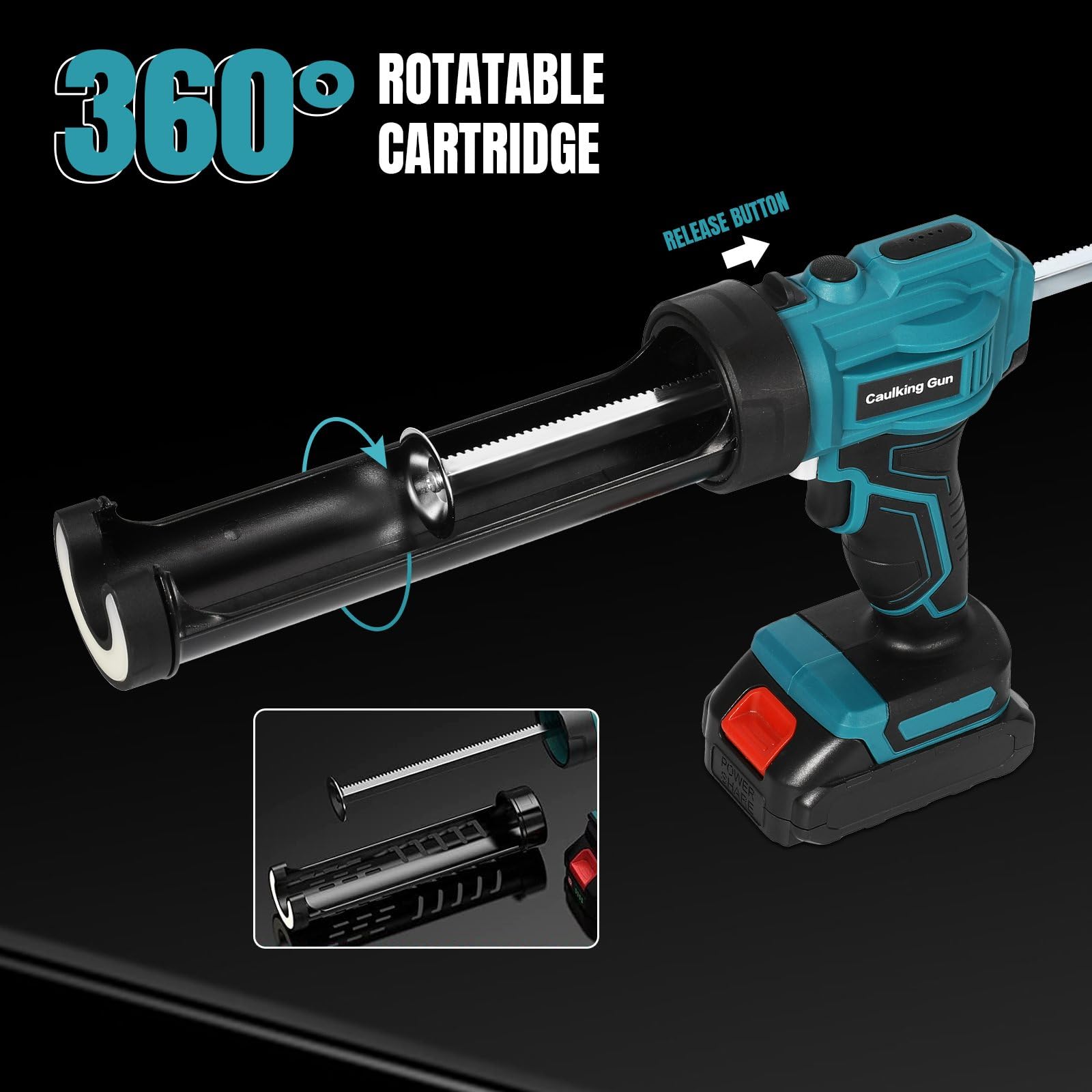 Pistola a cartuccia a batteria per Makita da 18 V, pistola ergonomica con batteria da 2000 mAh, luce LED, 4 velocità, pressa elettrica per cartucce da 300 ml (senza batteria)