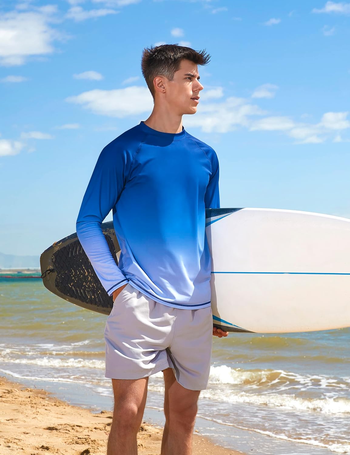 KPSUN Mens Swim Shirts UPF 50+ Rash Guard Long Sleeve Sun UV Protection Beach Shirts Quick Dry Fishing T-Shirt - Image 3