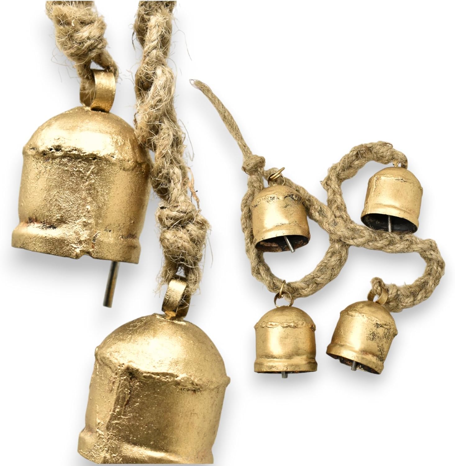 Handmade Rustic Metal Cow Bell with Rope for Christmas Decor, Vintage Metal Farmhouse Decor, Home Wall Hanging Decor, Wedding Bells Door Knob Decoration, Vintage Home Garden Decor
