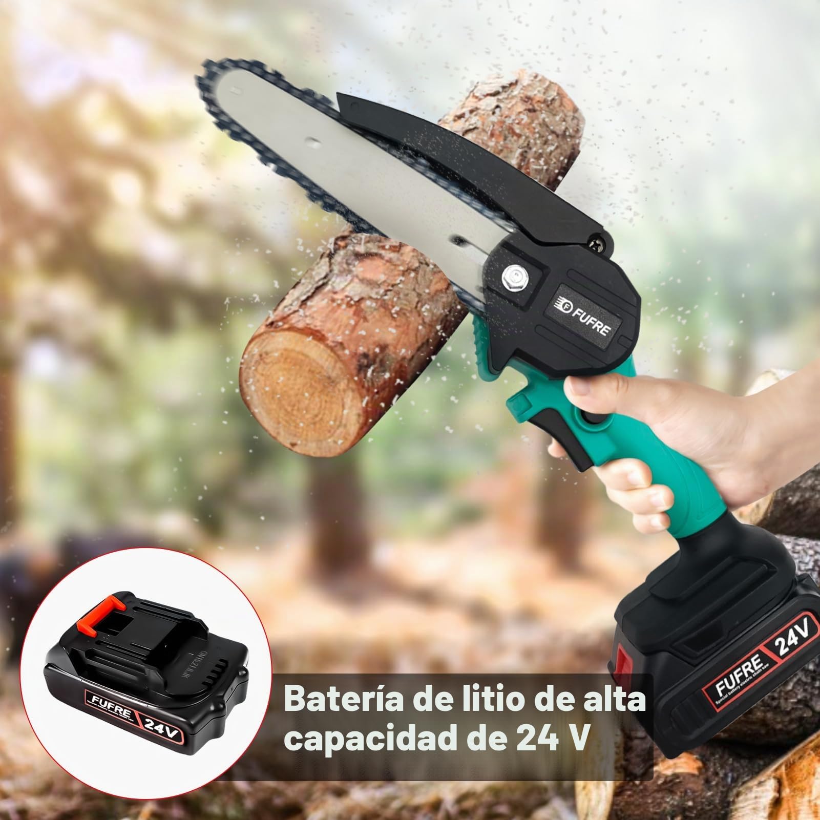Batería de 24 V (ion de litio, 21 V, 2 baterías de 2000 mAh), inalámbrica, eléctrica, recargable, para motosierra de 4/6 pulgadas, compatible con otros dispositivos eléctricos pequeños