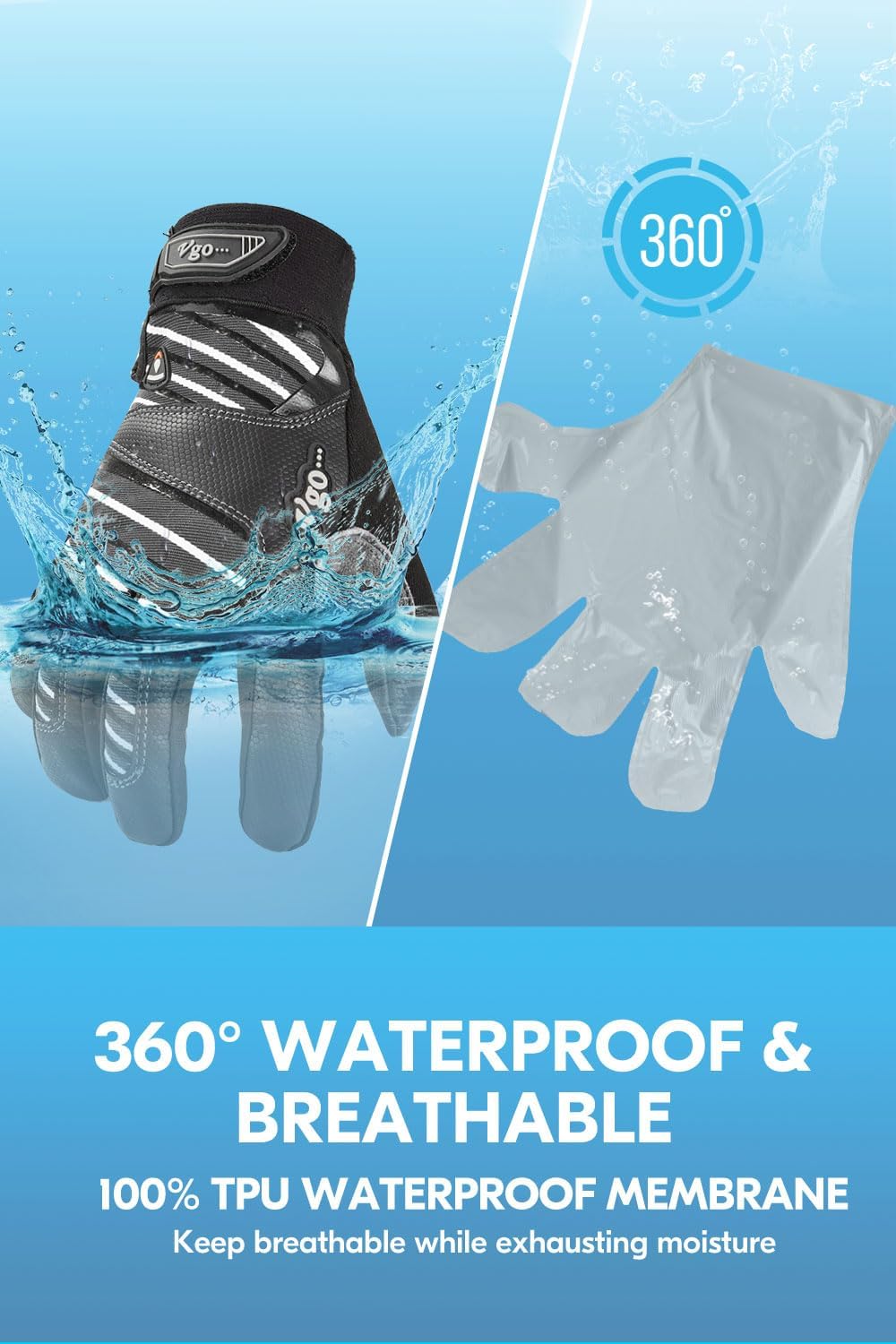 Vgo... Men's Winter Work Gloves,Waterproof,Impact Reducing,Leather Palm,Touchscreen for Construction,Cold Storage,Outdoor - Image 4