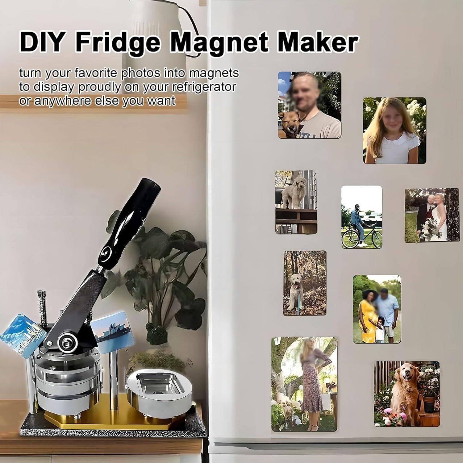 Kit de creación de imanes fotográficos con cortador de papel y 100 consumibles, crea imanes de nevera personalizados para decoración del hogar y la oficina