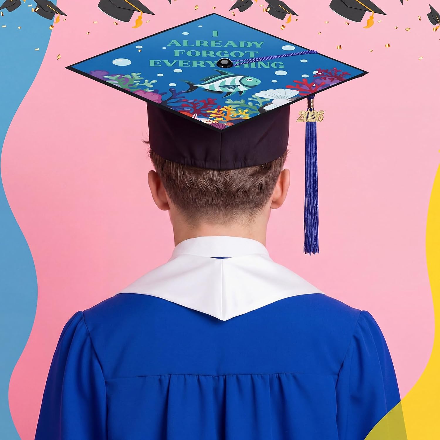 2 Pcs Graduation Cap and Stole Set Class of 2026 Grad Cap with Tassel and Sash for High School College image 4