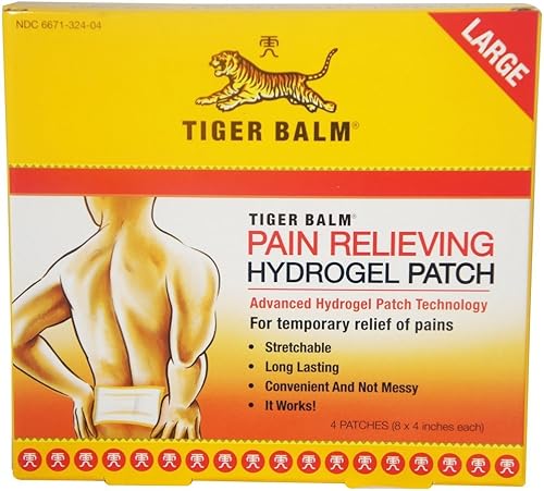 Tiger Balm Parche para aliviar el dolor, tamaño grande, 4 unidades (paquete de 8)