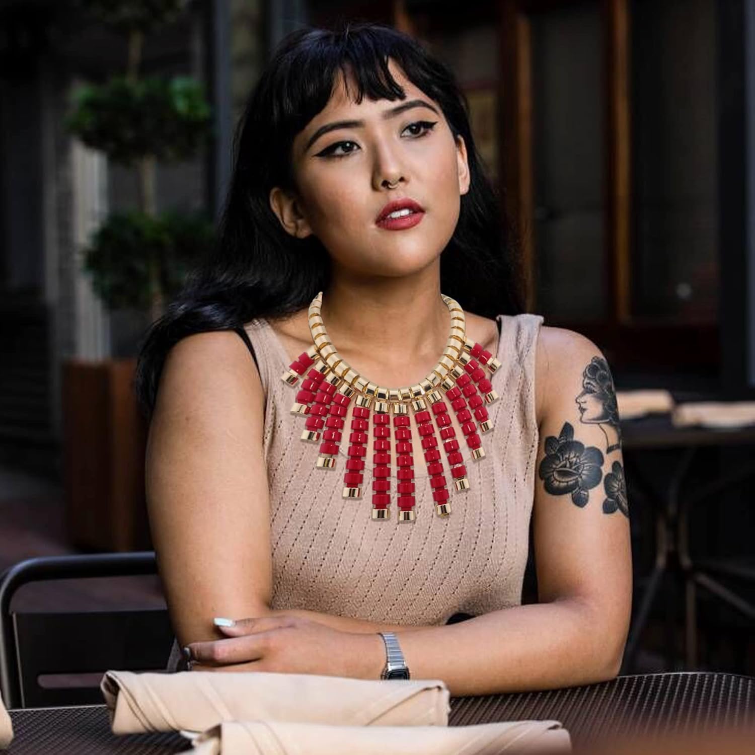 Coiris Layered Cluster Chunky Collar Choker Metal Necklace Fashion Statement Collar Necklace Vintage Exaggerated Chunky Chain - Image 7