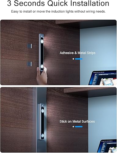 Miniatura 7 de Luz blanca de 10 pulgadas (suave + foco), luces para debajo del gabinete, iluminación recargable, luz inalámbrica con sensor de movimiento para