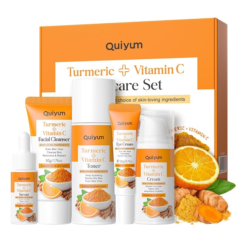 Conjunto de cuidados faciais QUIYUM com cúrcuma e vitamina C, 5 peças