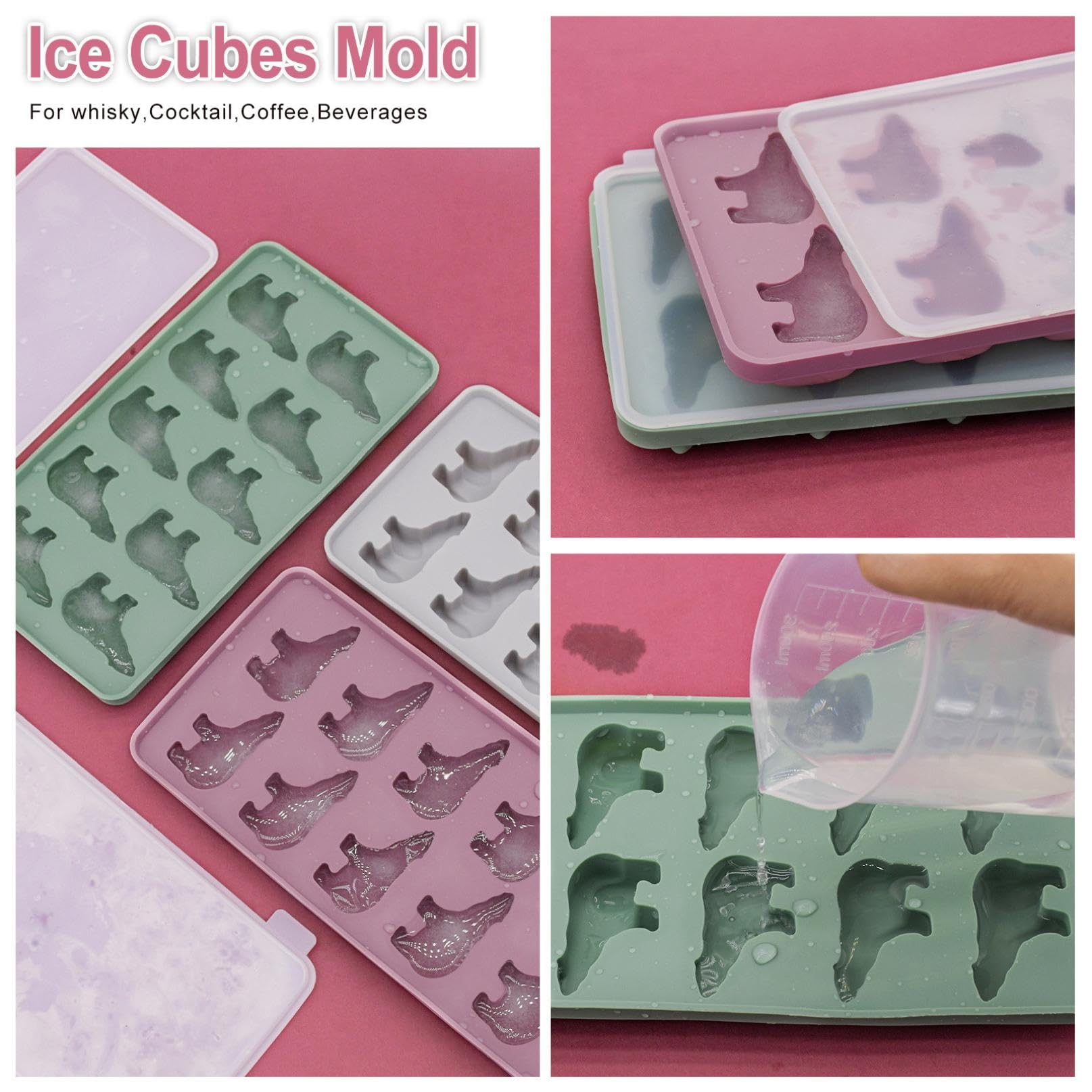 Moule à Glaçons Ours Polaire En Silicone - 10 Cavités, Avec Couvercle - Pour Cocktails, Desserts, Congélation