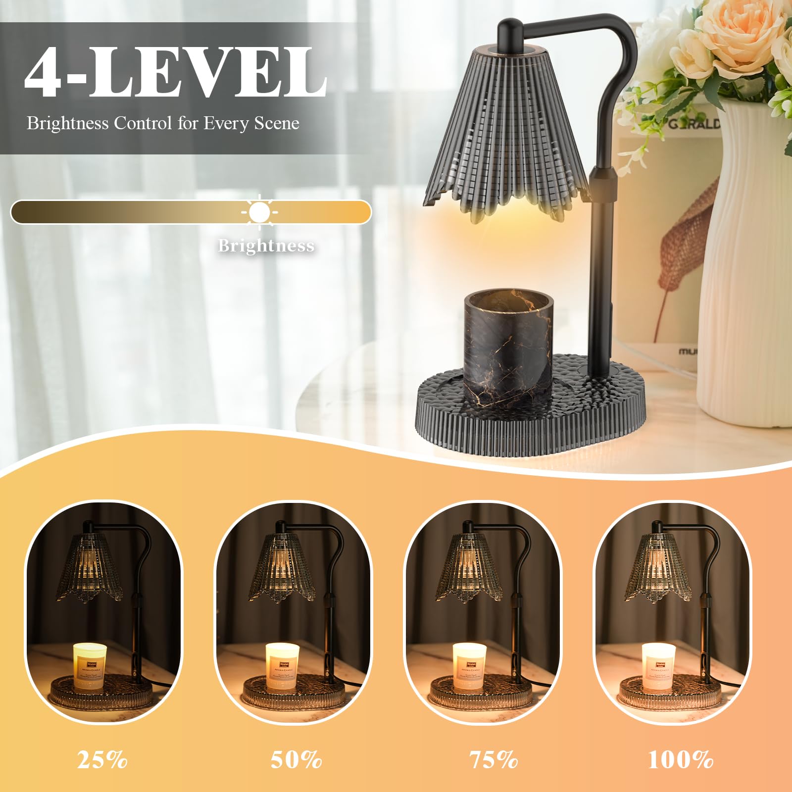 WYghyronic Candle Warmer Lamp with Adjustable Height, Flameless 4-Level Dimmable Wax Warmer - Image 2