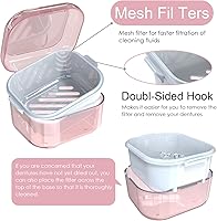 Vista 5 de Caja para prótesis dental ARGOMAX, taza para remojar prótesis dental (no a prueba de fugas), limpieza completa de prótesis dental, retenedores