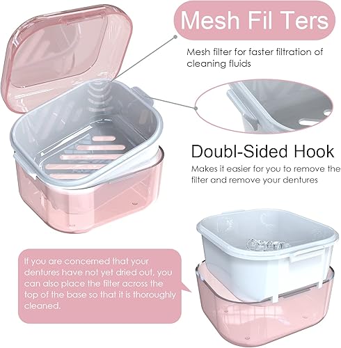 Miniatura 5 de ARGOMAX Estuche para dentaduras postizas, copa para remojar dentaduras (no a prueba de fugas), limpieza a fondo de dentaduras postizas, retenedores,