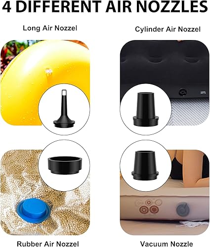 Miniatura 3 de Bomba de aire portátil para inflables, recargable por USB de 3600 mAh, funciona con pilas, mini inflador y deflador para piscina, colchón inflable