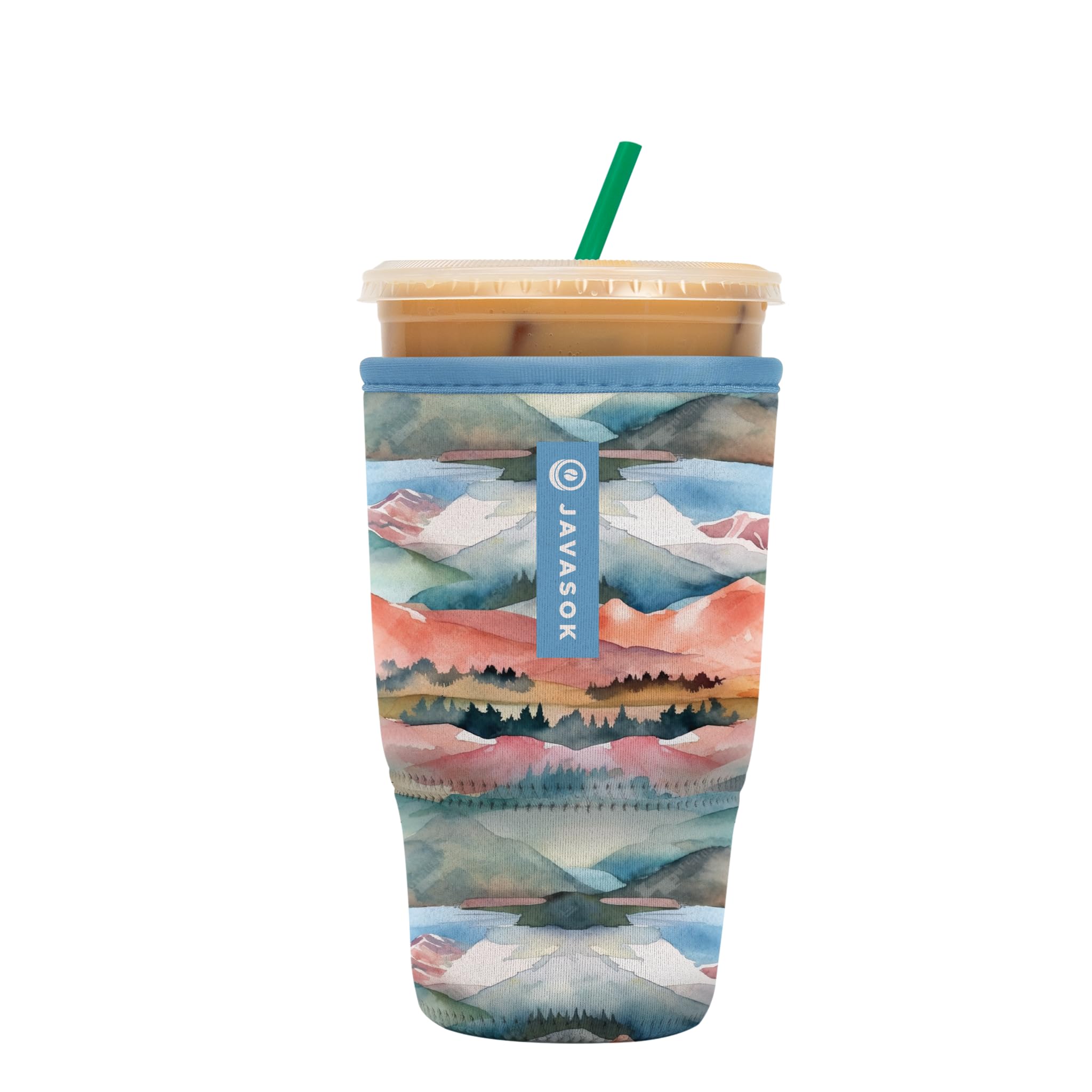 Sok It JavaSok Iced Coffee &amp; Cold Soda Insulated Neoprene Cup Sleeve (Wanderlust Wonders, Large: 30-32oz)