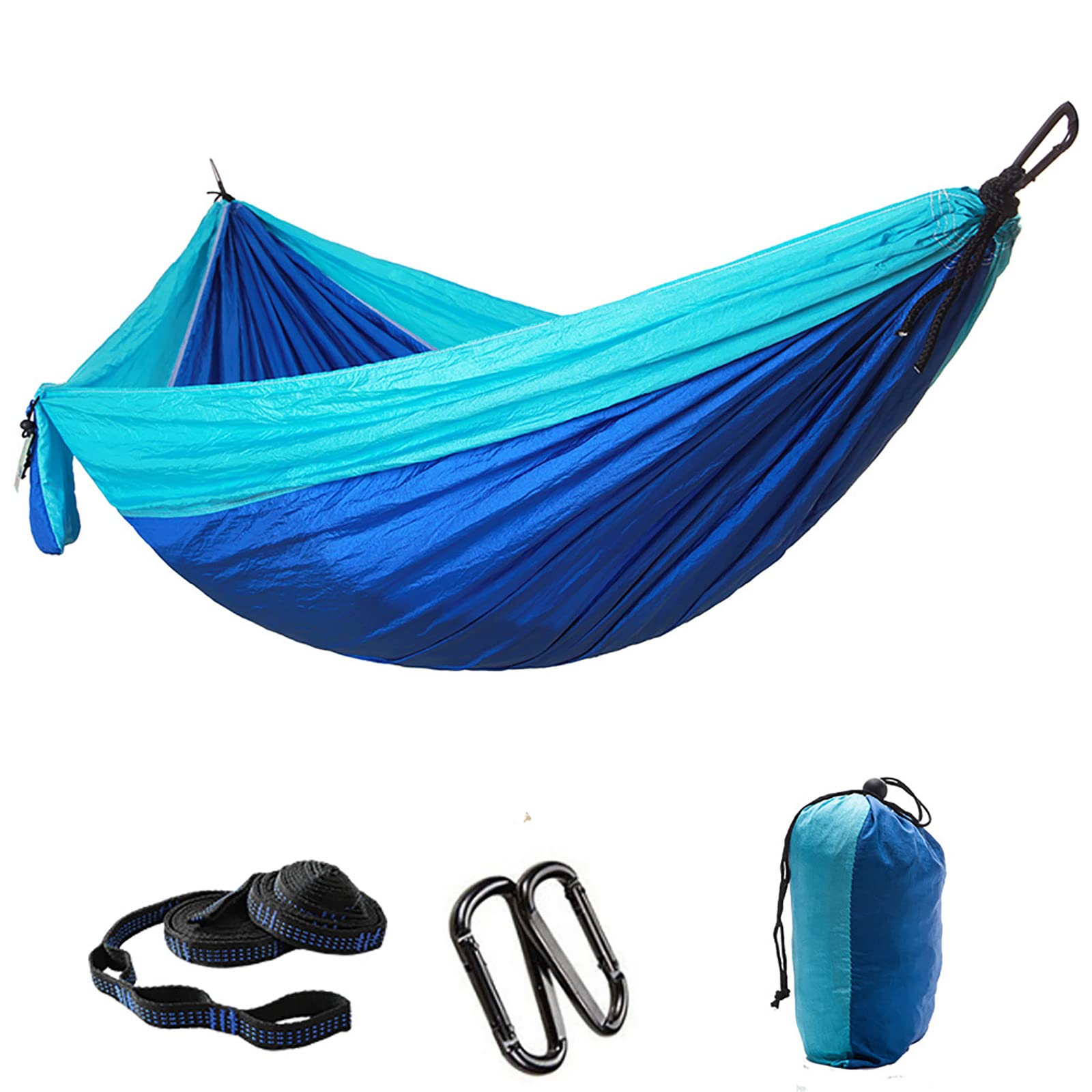 Hamaca, Camping al Aire Libre 300 x 200 cm Capacidad de Carga de 300 kg 2 Personas Viaje de Nailon con Juego for Colgar 2 mosquetones 2 Trabillas Bolsa de Transporte for Viajes Jardín Patio Terraza