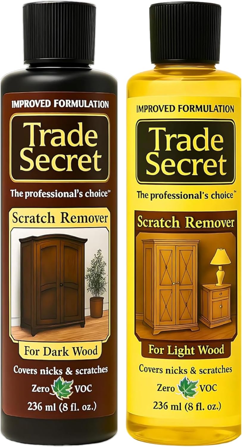 Trade Secret Scratch Concealer for Real Wood Furniture and Floor Cover Nicks and Scratches on Wood Surfaces, Hides Minor Defects (Light and Dark)