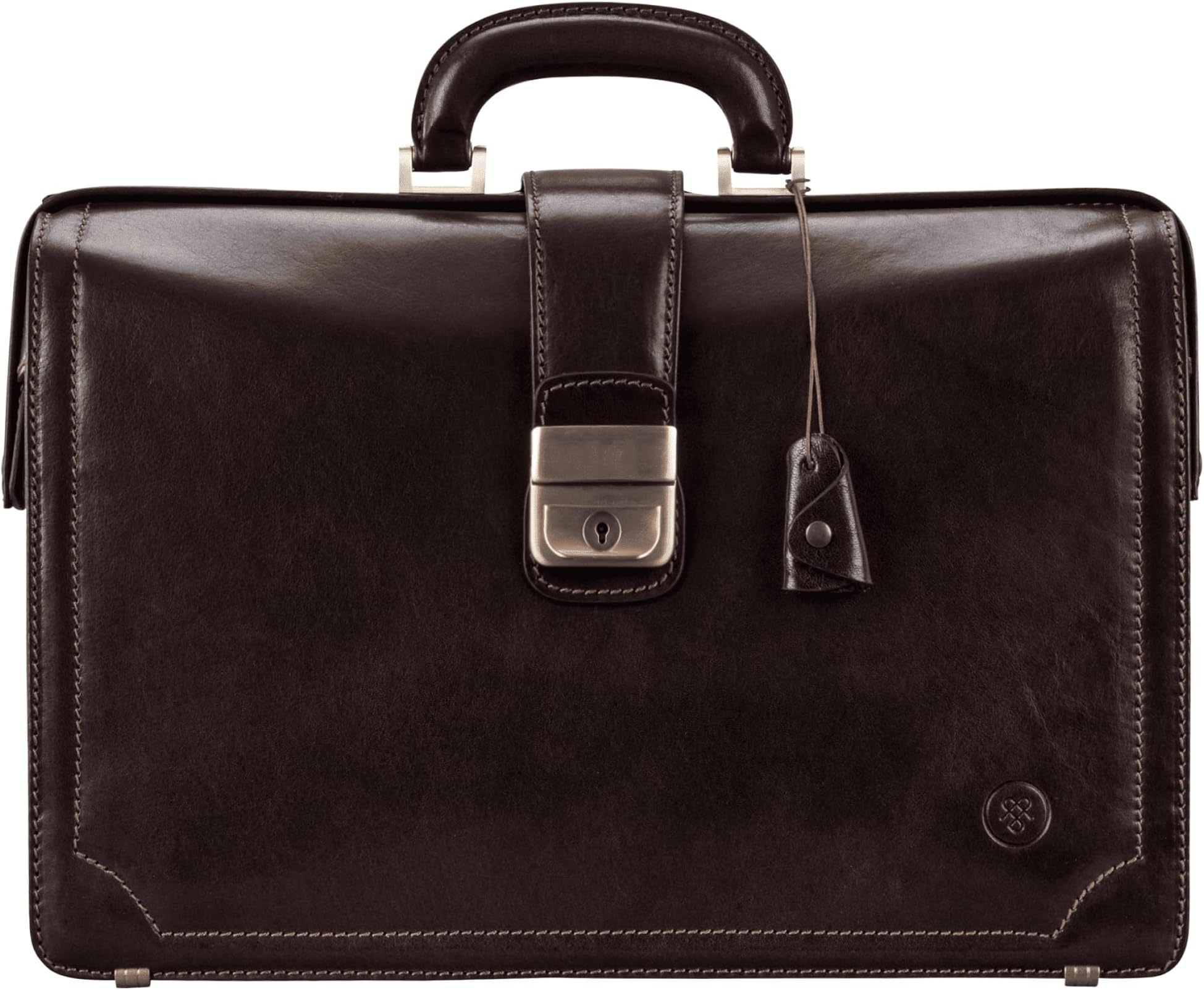 Maxwell Scott - Mens Luxury Leather Executive Lawyer Briefcase - 2 Section Top Handle - Handmade in Italy - The Basilio