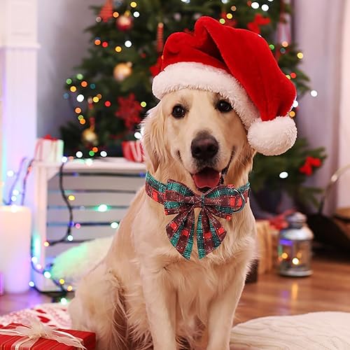 Miniatura 4 de Maca Bates - Collar de perro a cuadros de Navidad con pajarita para perros, corbatín de marinero ajustable, collar rojo y verde, accesorios de