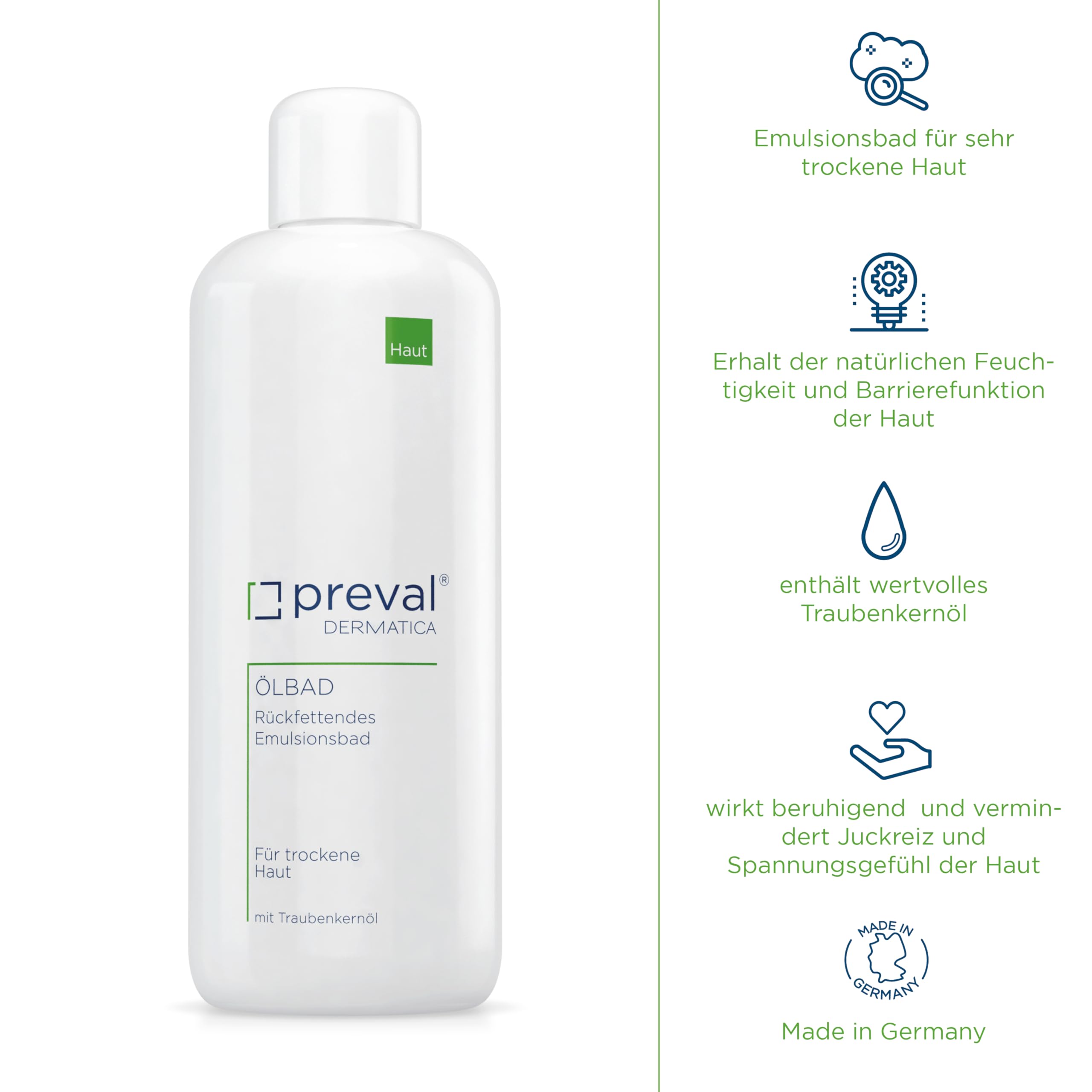 preval® ÖLBAD | Rückfettendes Emulsionsbad für trockene und empfindliche Haut (1l)