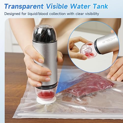 Miniatura 5 de Máquina selladora al vacío para alimentos con 30 bolsas reutilizables, mini sellador al vacío portátil de mano para almacenamiento de alimentos,