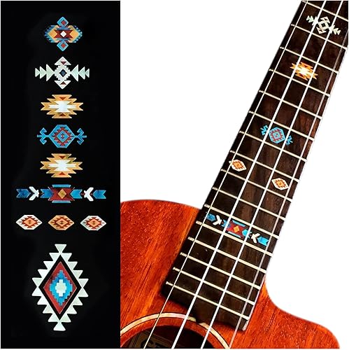 Jockomo - Adhesivo para ukelele con incrustaciones de marca de posición nativo americano (TR)
