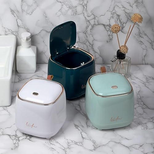 Miniatura 4 de Bonito bote de basura mini para escritorio, papelera portátil desplegable para acampar y SUV, conducción automática con tapa de bloqueo