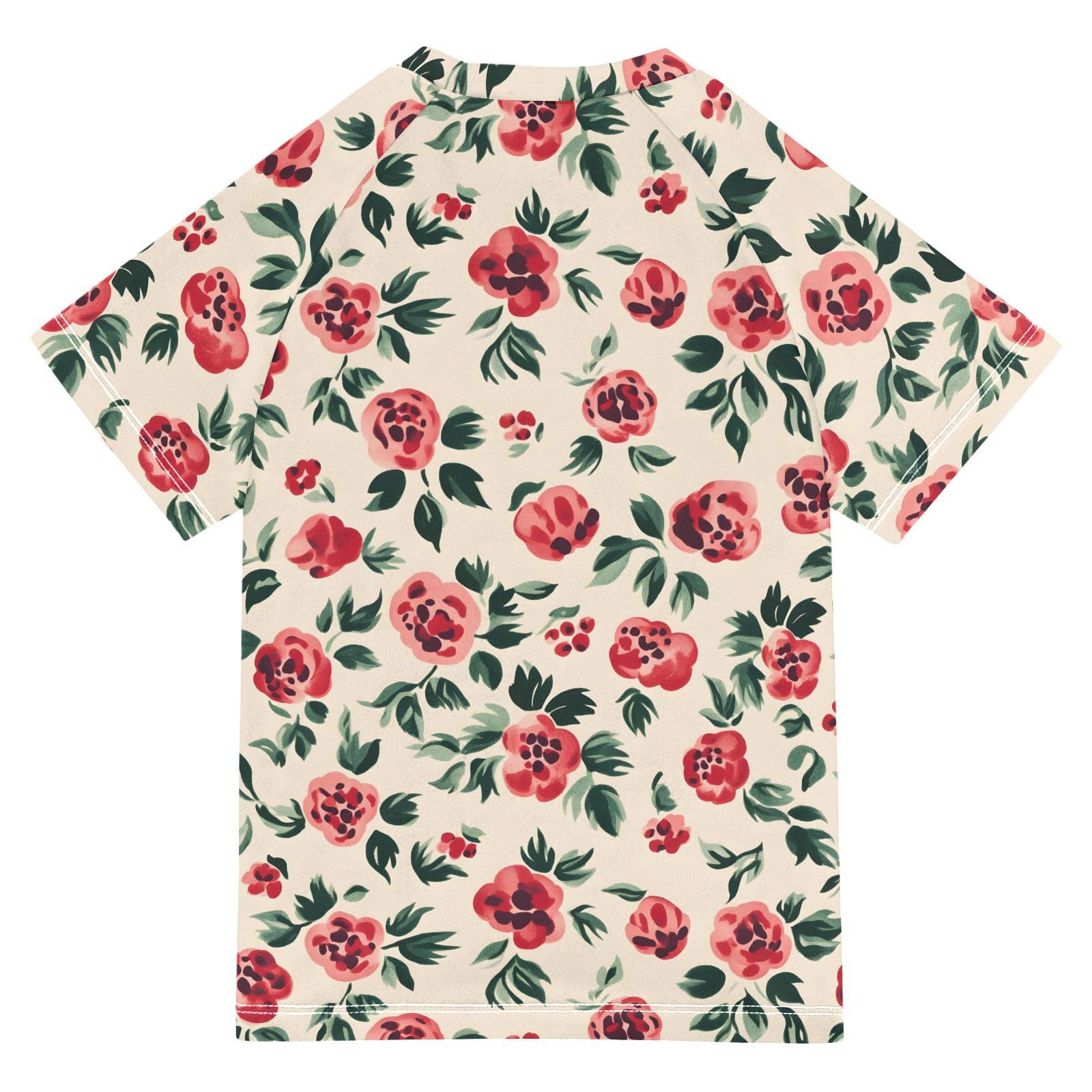 ALAZA Kids Rash Guard Boys Toddler Swim Shirts Short Sleeve Dog Rose Print UPF 50+ 3T