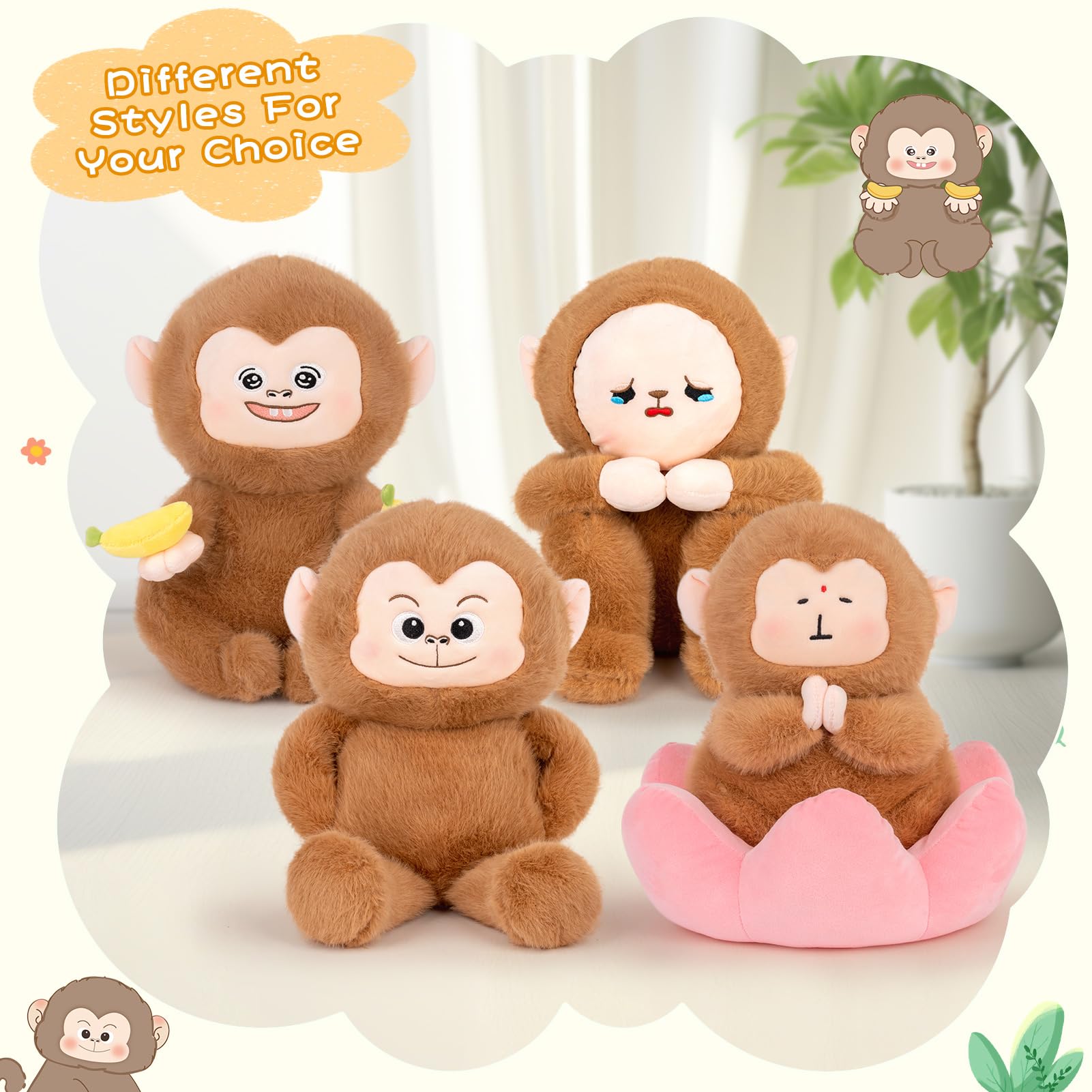 Amazon.co.jp: Adorlynetty モンキーぬいぐるみ かわいい猿の