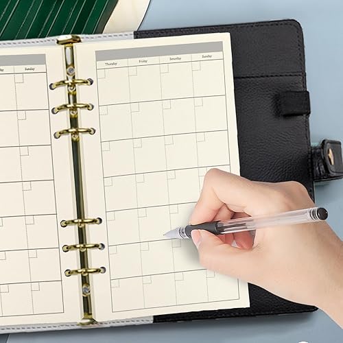 Miniatura 139 de Recambio de planificador A5 negro en blanco, insertos de planificador A5, repuesto de carpeta de 6 anillas, papel negro para carpeta recargable En