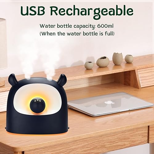 Miniatura 2 de KUNWFNIX Fat Moe Humidificador de niebla fría  Humidificadores ultrasónicos silenciosos, mini humidificador lindo con luz nocturna (sin batería