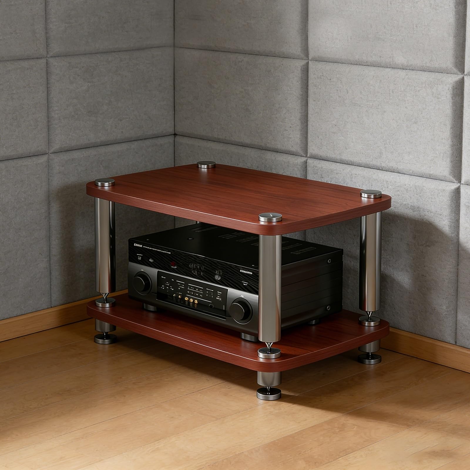 Soporte AV HiFi con patas antivibración de 2 estantes para consolas y DVD