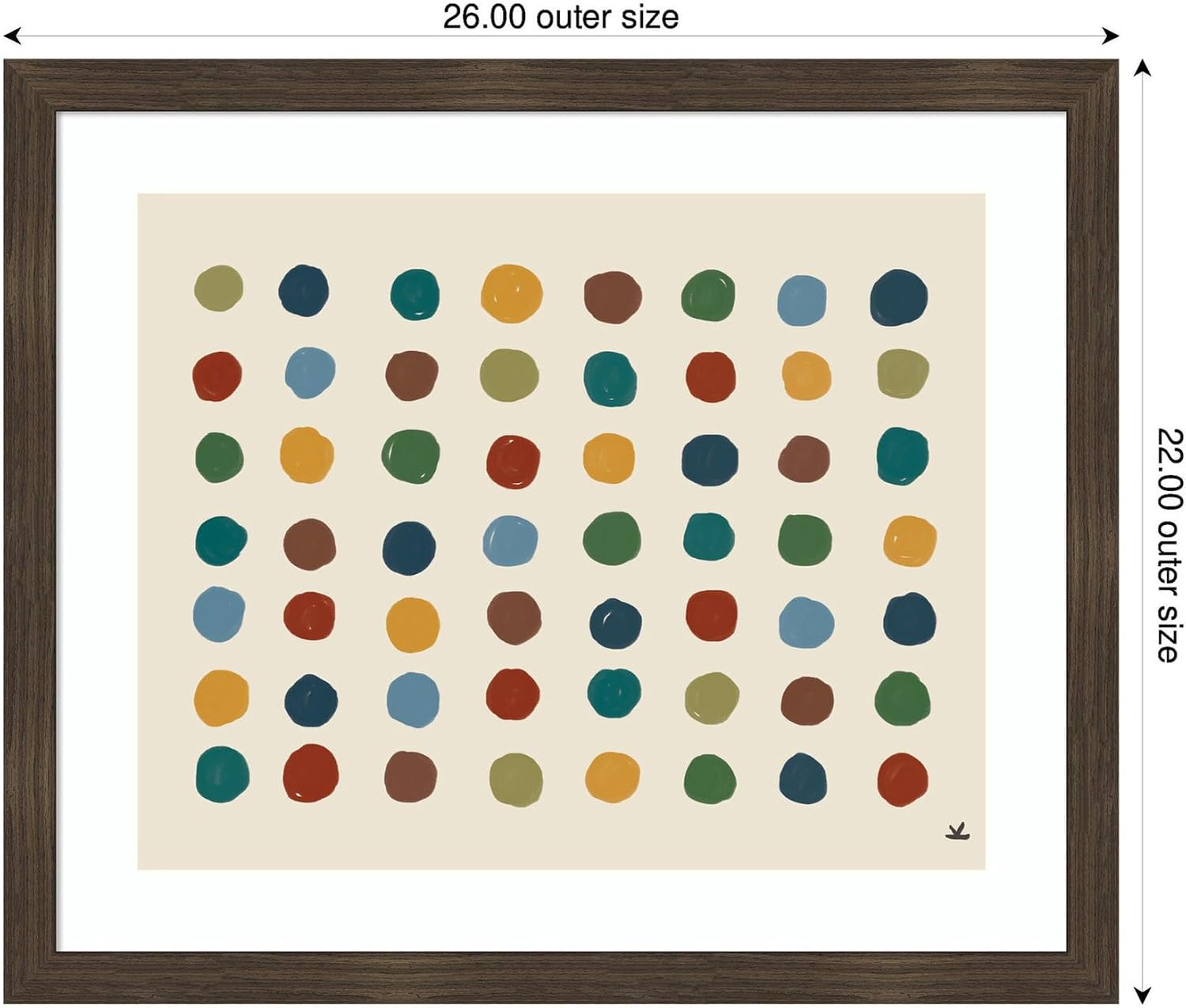 Kate and Laurel Framed Wall Art Print Meditation No. 3 by Kelly Knaga, 26 x 22, Woodgrain Stripe Chocolate Frame, Modern Contemporary, Abstract Art for Wall Decor