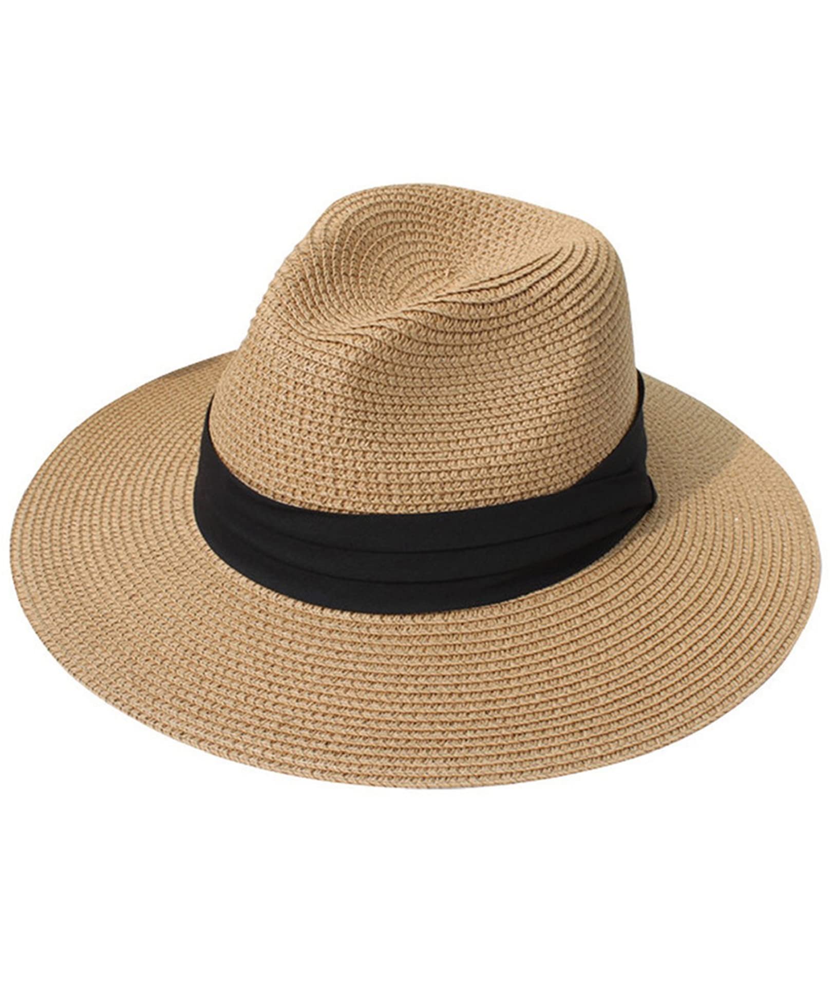Yutdeng Sombrero Paja Mujer Verano Pamela Sombrero Playa Plegable ala Ancha Sombrero Panama Unisex Gorro Playa Ajustable Sombrero Panamá Hombre Mujer Sombrero para el Sol