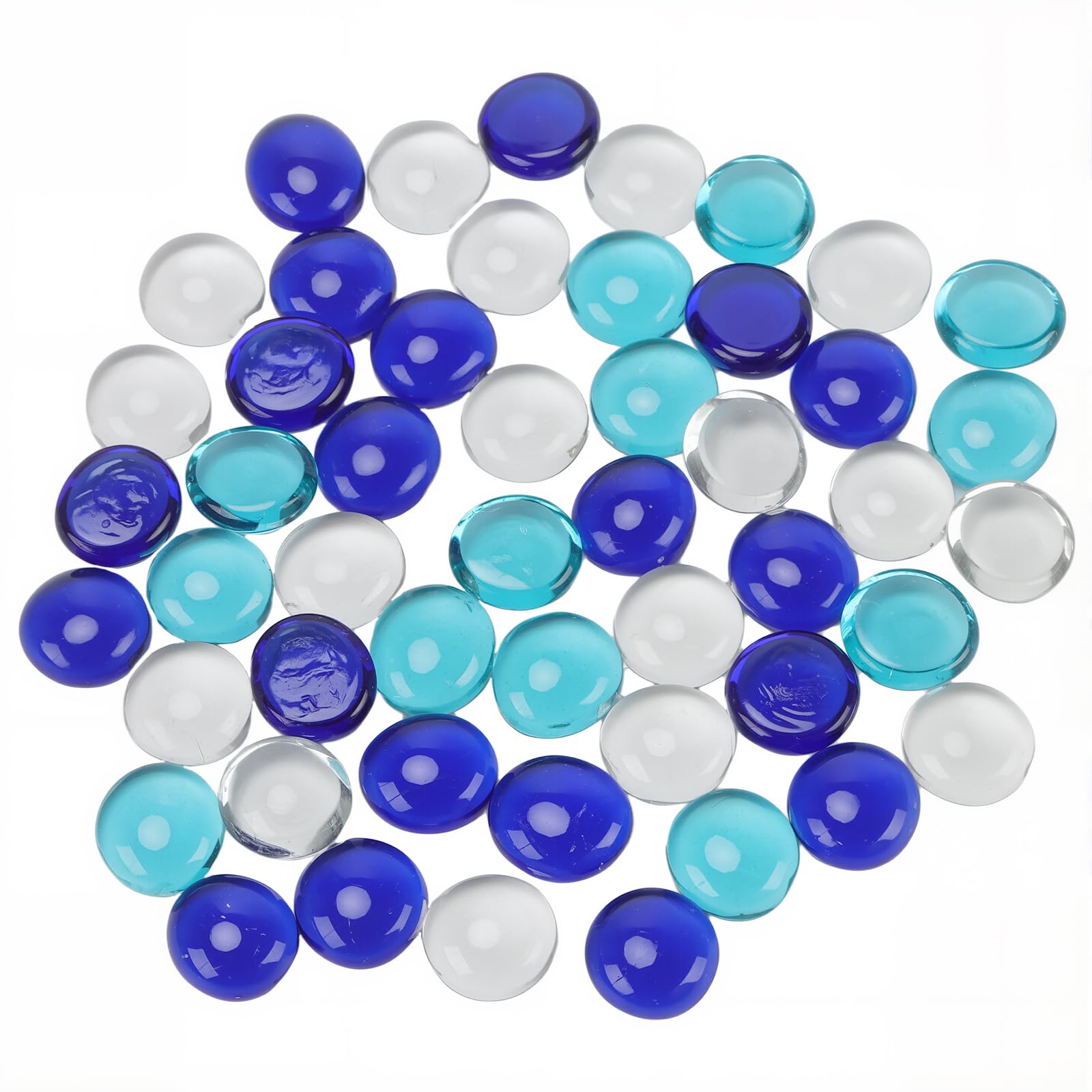 PINGEUI Lot de 500 galets en verre pour vases, petits galets décoratifs en verre transparent et bleu mer de 17 à 19 mm pour vase, aquarium, pot de fleurs, décoration d'aménagement paysager