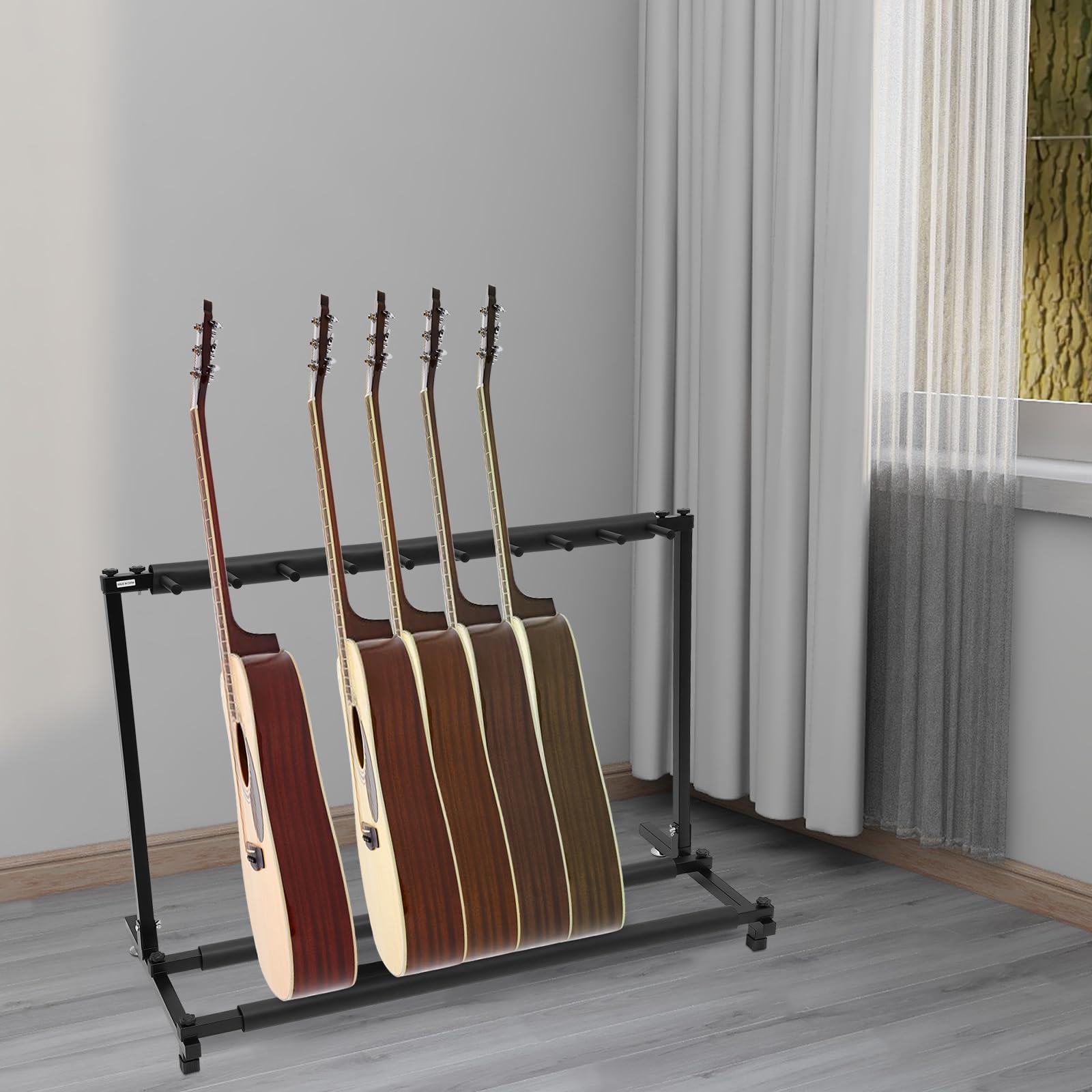 Supporto per Chitarra a 9 Volenti - Adatto Universale, Multifunzionale con Supporto Multifunzione per Acustica, Basso, Chitarra Elettrica - Regalo Nero