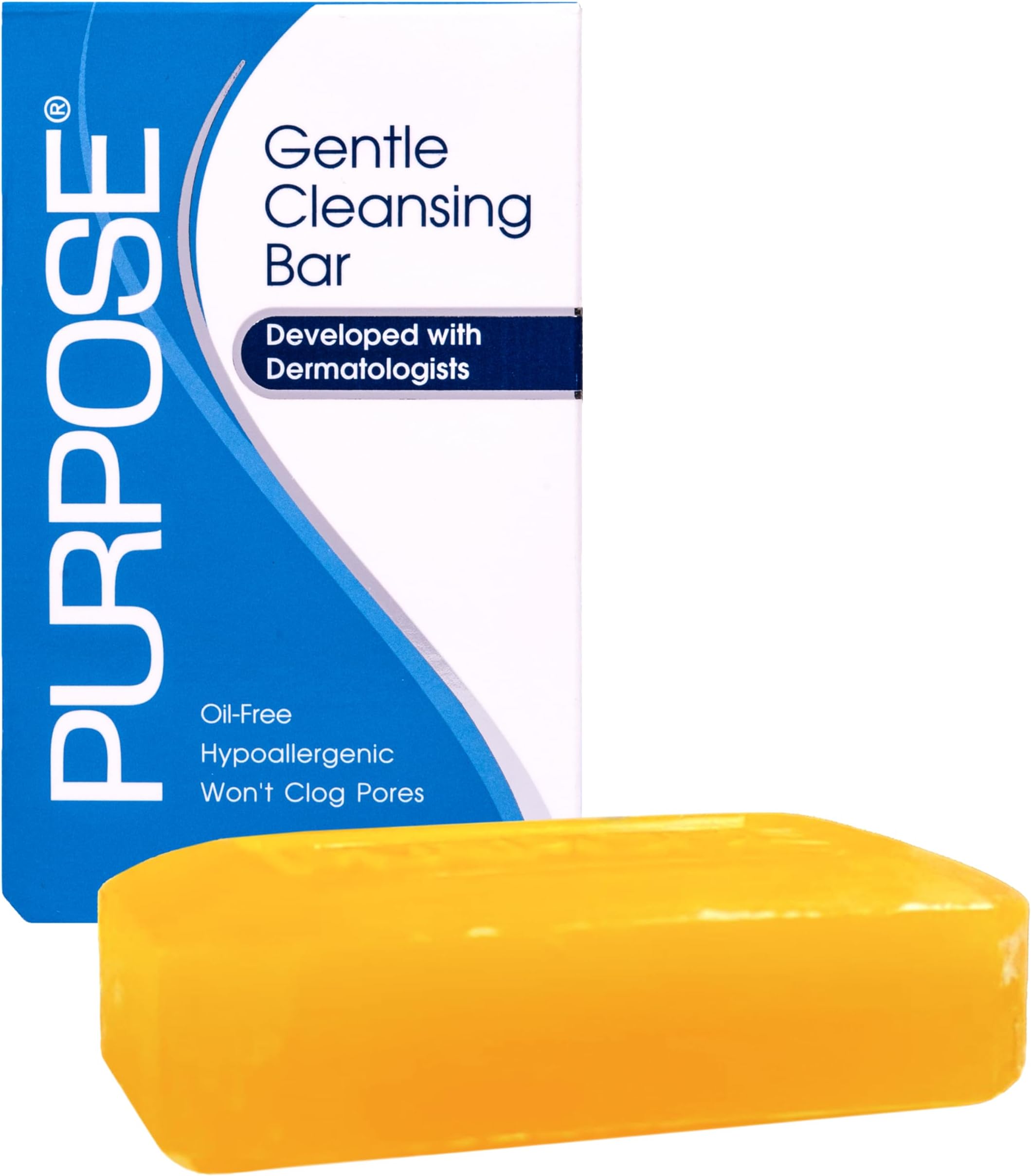 PURPOSE Gentle Cleansing Bar, Developed with Dermatologists, For All Skin Types, For Sensitive & Dry Skin, Oil-free, Hypoallergenic, Sulfate-Free, 6 oz Bar (Pack of 12)