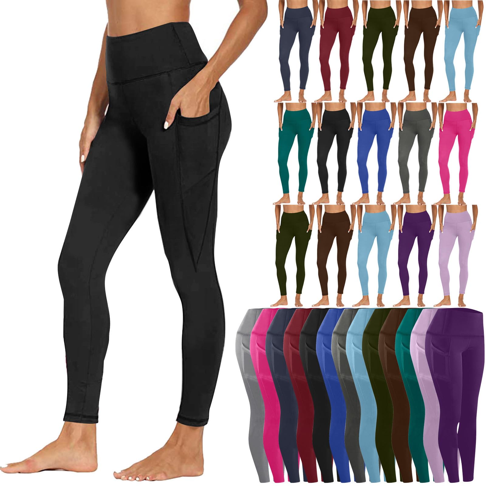 Workout Leggings for Women Casual High Waist Gym Yoga Pants with Pockets Soft Tummy Control Butt Lifting Activewear