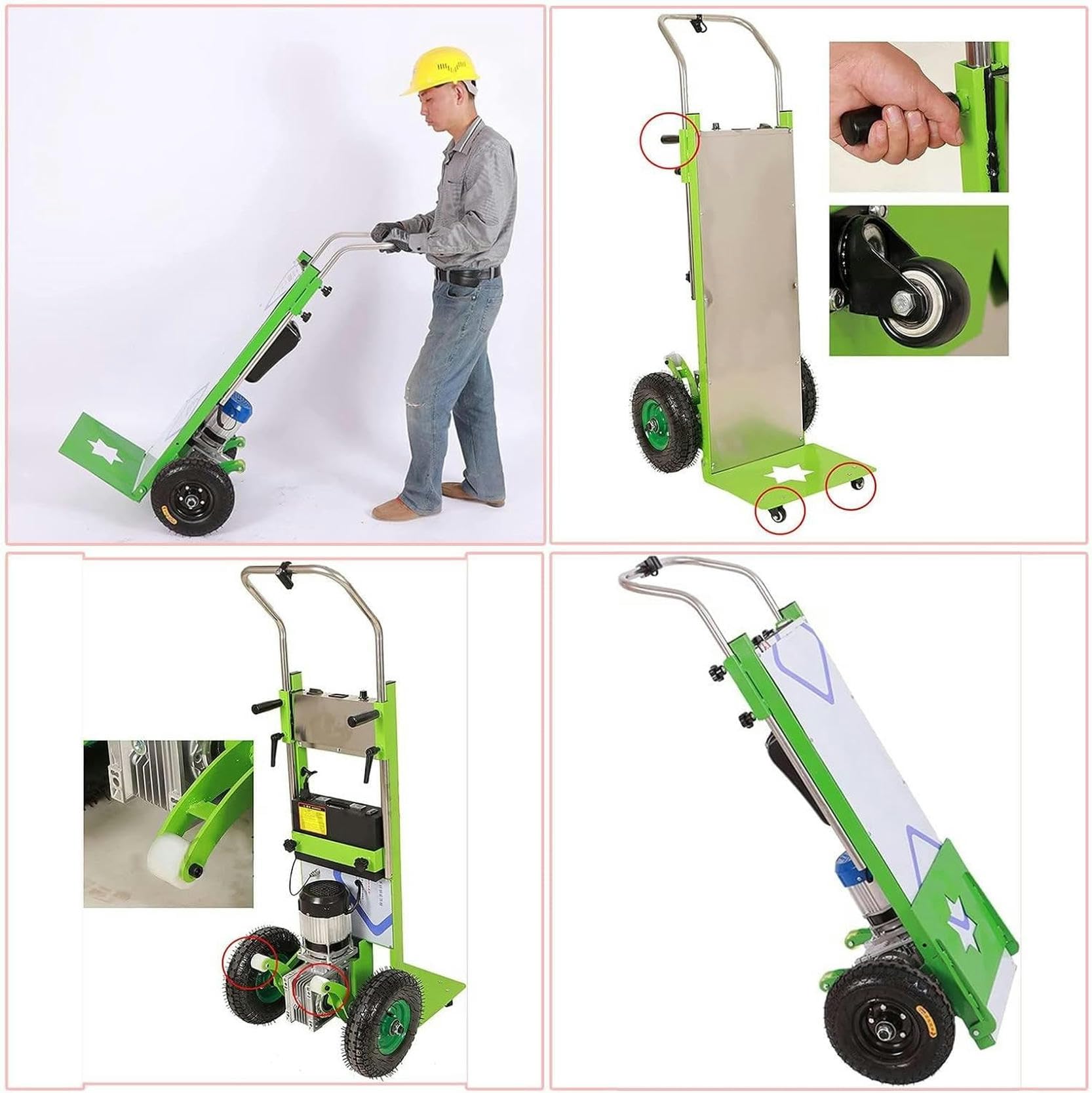 Sube-escaleras sobre orugas Silla de Ruedas Sube-escaleras eléctrica, Carretilla para Objetos Pesados, Motor sin escobillas, Batería extraíble (48 V/24 Ah), Capacidad de Carga 320 kg, Subir